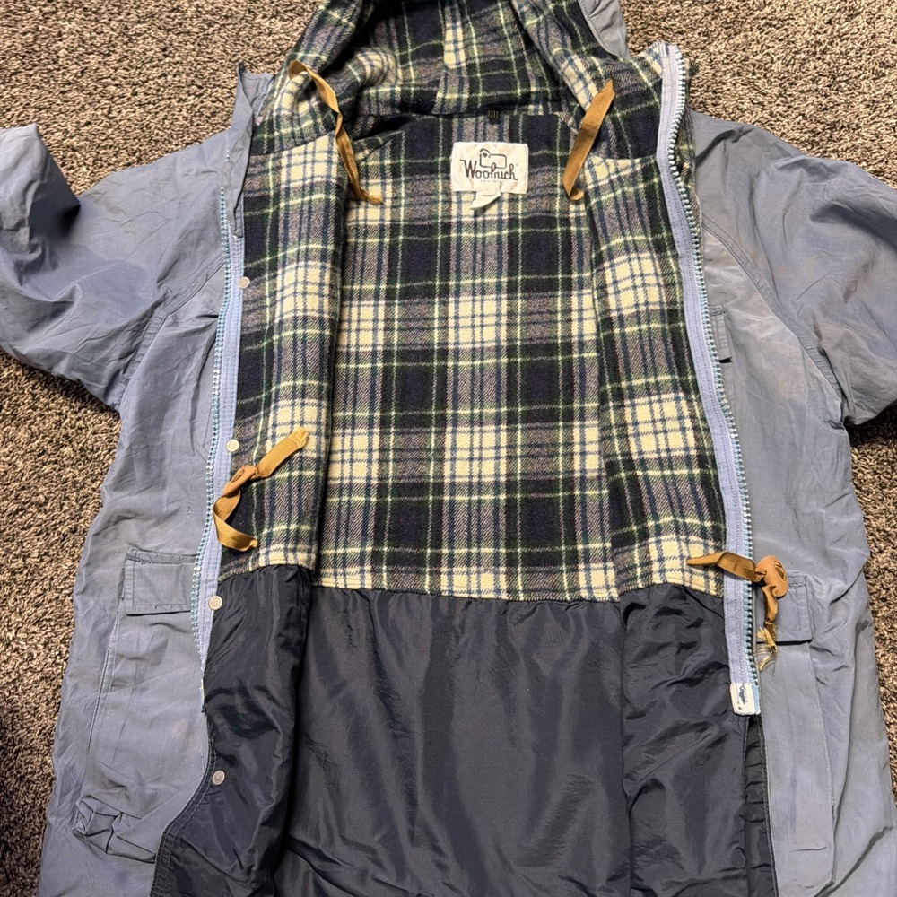 VTG 60s Woolrich Mountain Parka Mens L Blue Wool Lined Chore Barn Coat USA - Picture 7 of 11